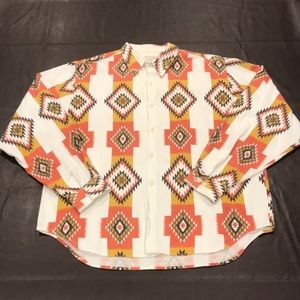 Vintage Aztec Navajo print button down shirt XL Austin Kane international male